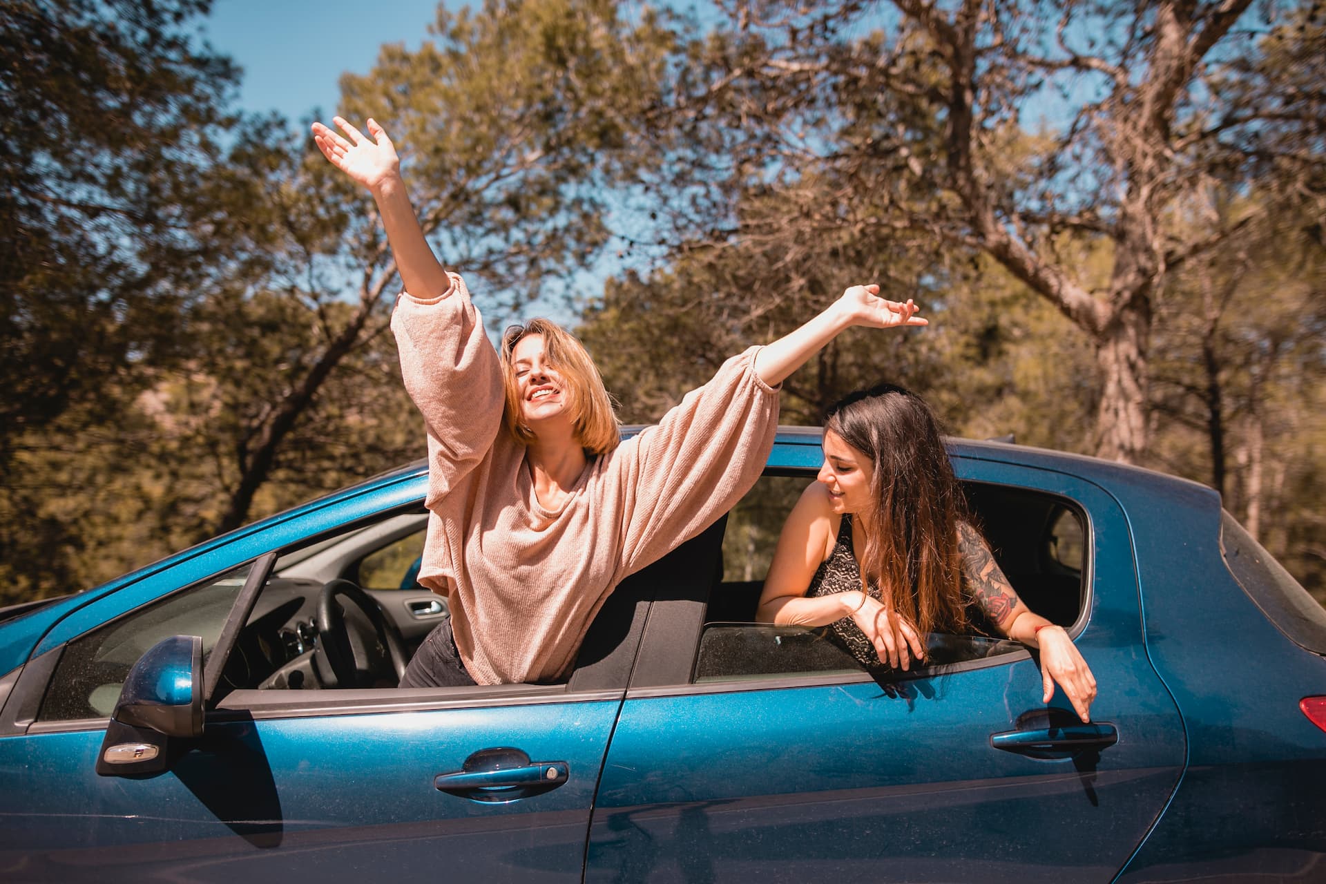 Friends in a car